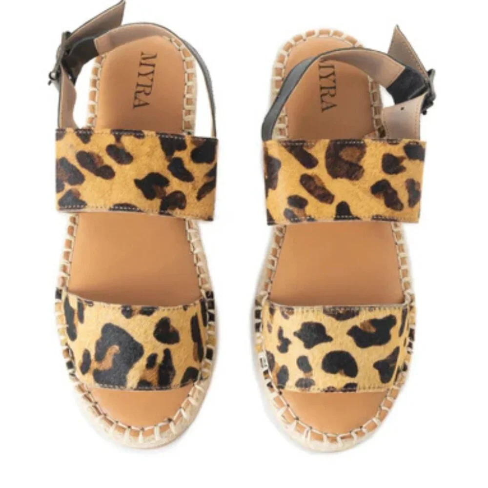 MYRA BAG‎ Isotope Espadrille Hair-On Leopard Print Western Sandals 8 & 9 NWT
